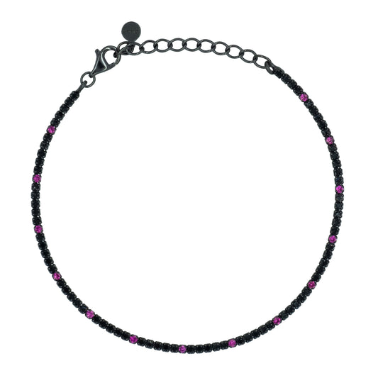 Bracciale Dilvdò Tennis 1.5mm Black Black & Ruby