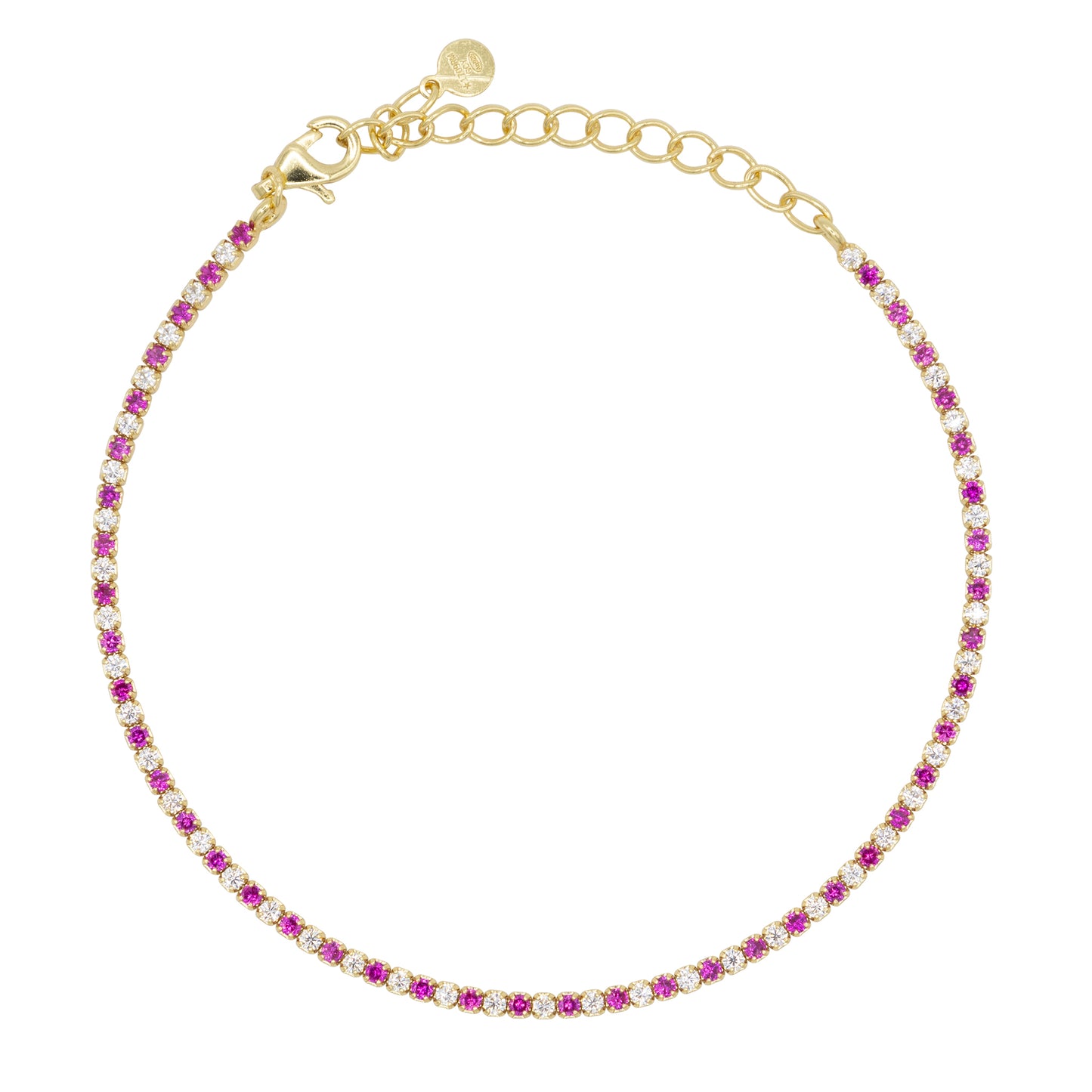 Bracciale Dilvdò Tennis 1.5mm Gold Ruby & White