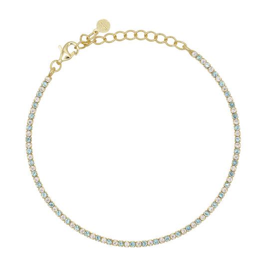 Bracciale Dilvdò Tennis 1.5mm Gold Turquoise & White