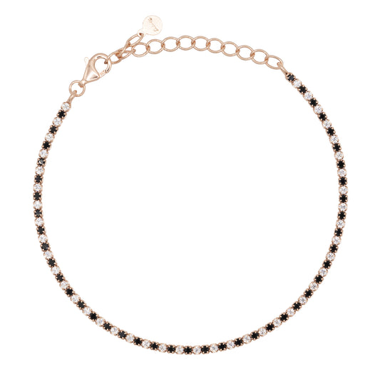 Bracciale Dilvdò Tennis 1.5mm Rosè Black & White