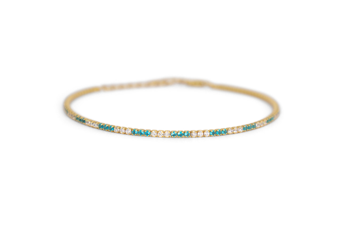 Bracciale Dilvdò Tennis 1.5mm Gold Turquoise & White