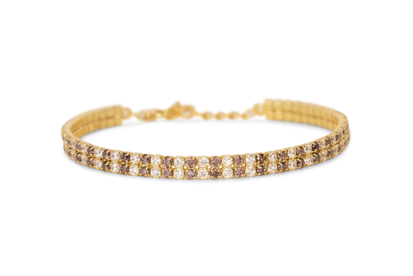 Bracciale Dilvdò Double Tennis Gold Brown & White