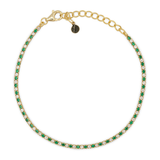 Bracciale Dilvdò Tennis 1.5mm Gold Green & White