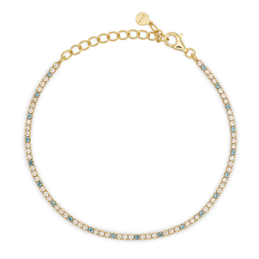 Bracciale Dilvdò Tennis 1.5mm Gold White & Turquoise
