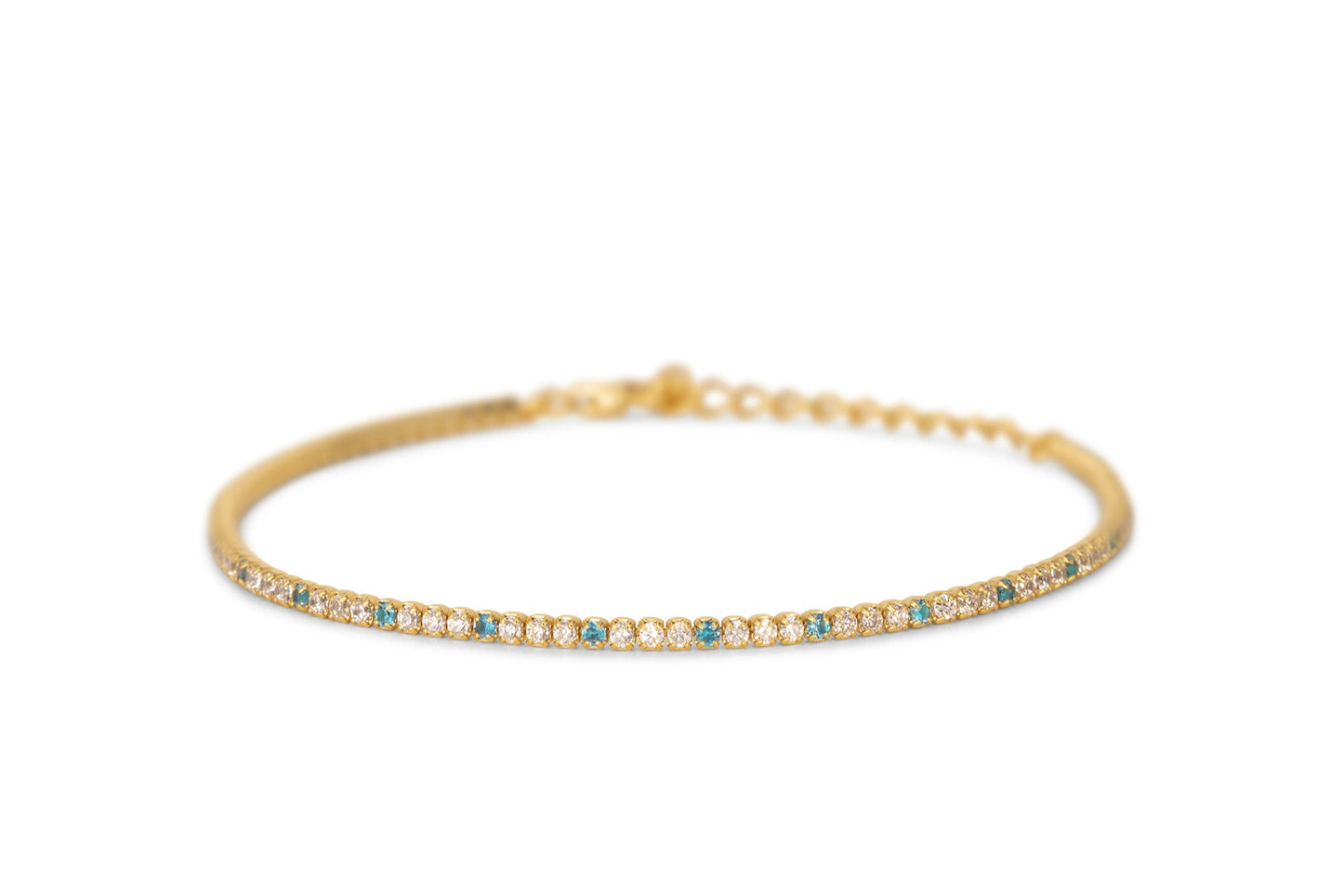 Bracciale Dilvdò Tennis 1.5mm Gold White & Turquoise