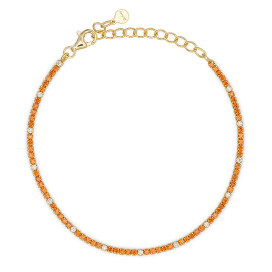 Bracciale Dilvdò Tennis 1.5mm Gold Orange & White