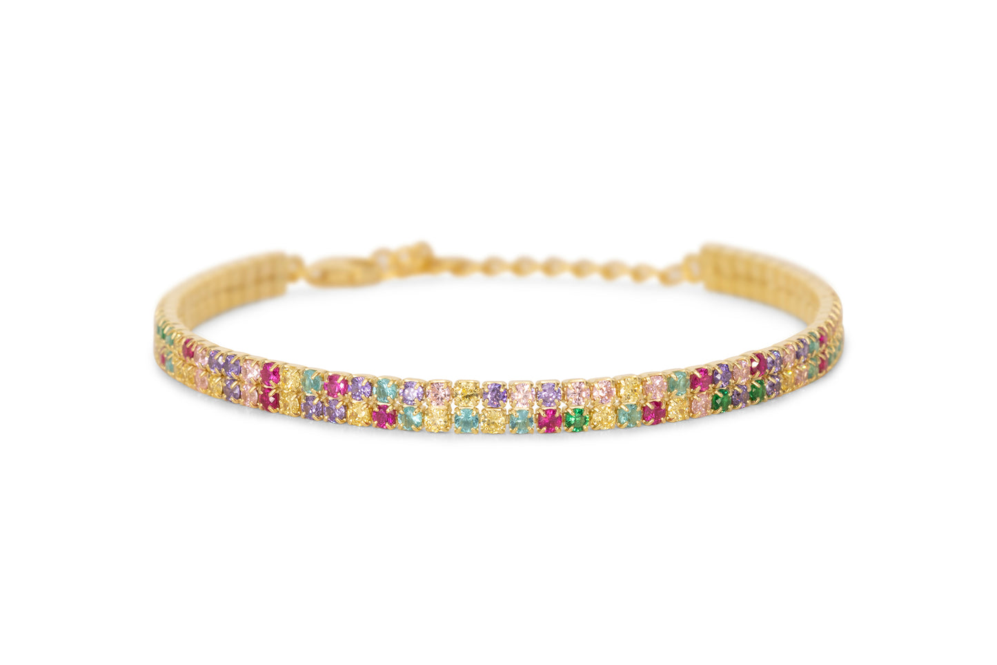 Bracciale Dilvdò Double Tennis Gold Multicolor