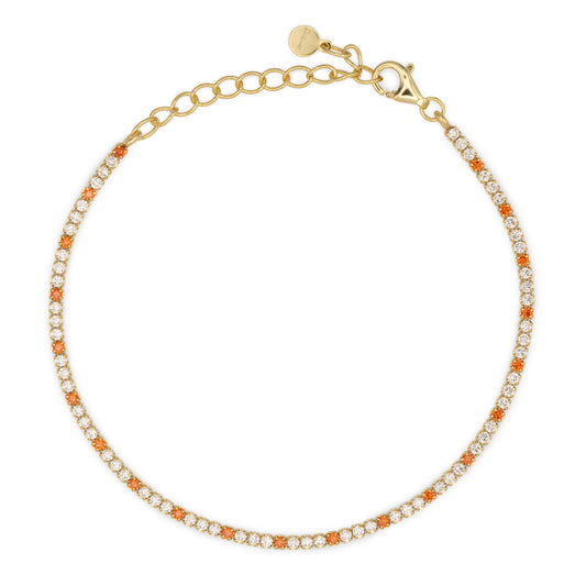Bracciale Dilvdò Tennis 1.5mm Gold White & Orange