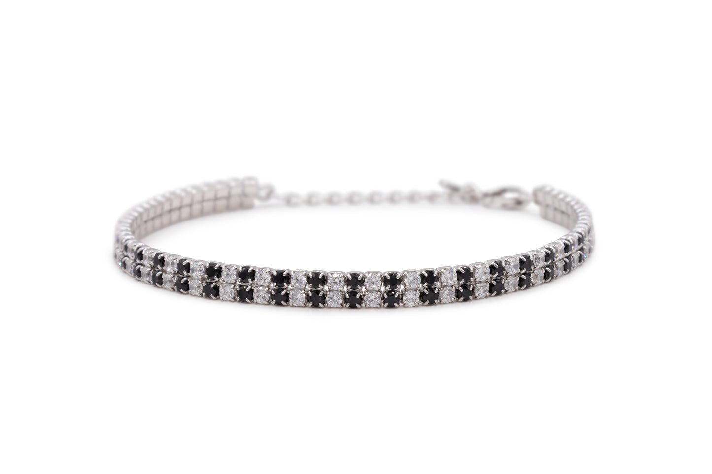 Bracciale Dilvdò Double Tennis Silver White & Black