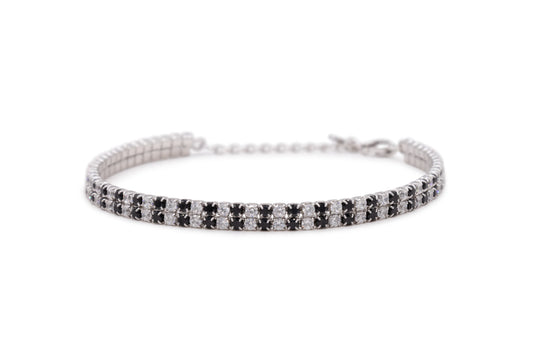 Bracciale Dilvdò Double Tennis Silver White & Black