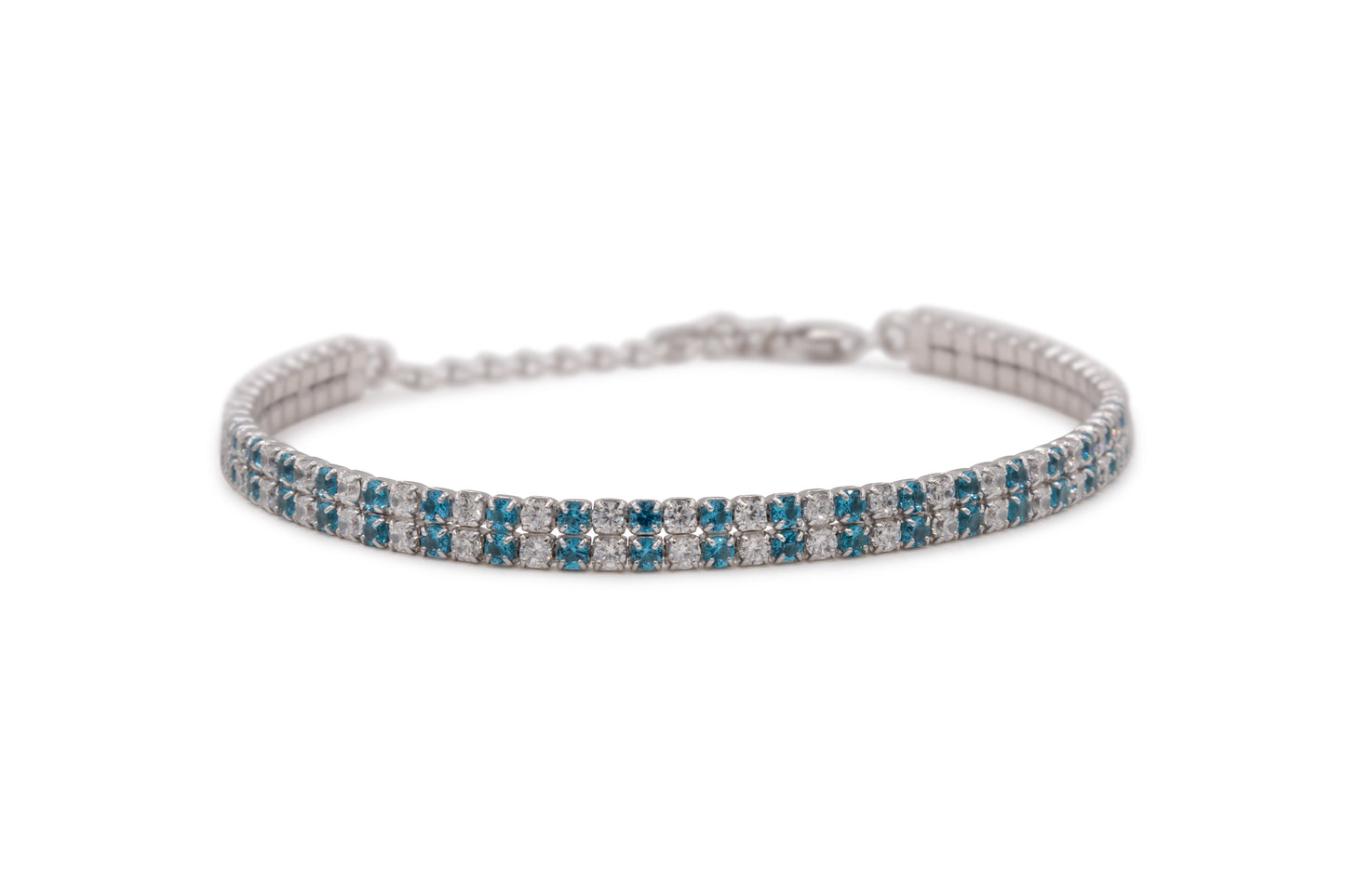 Bracciale Dilvdò Double Tennis Silver White & Turquoise