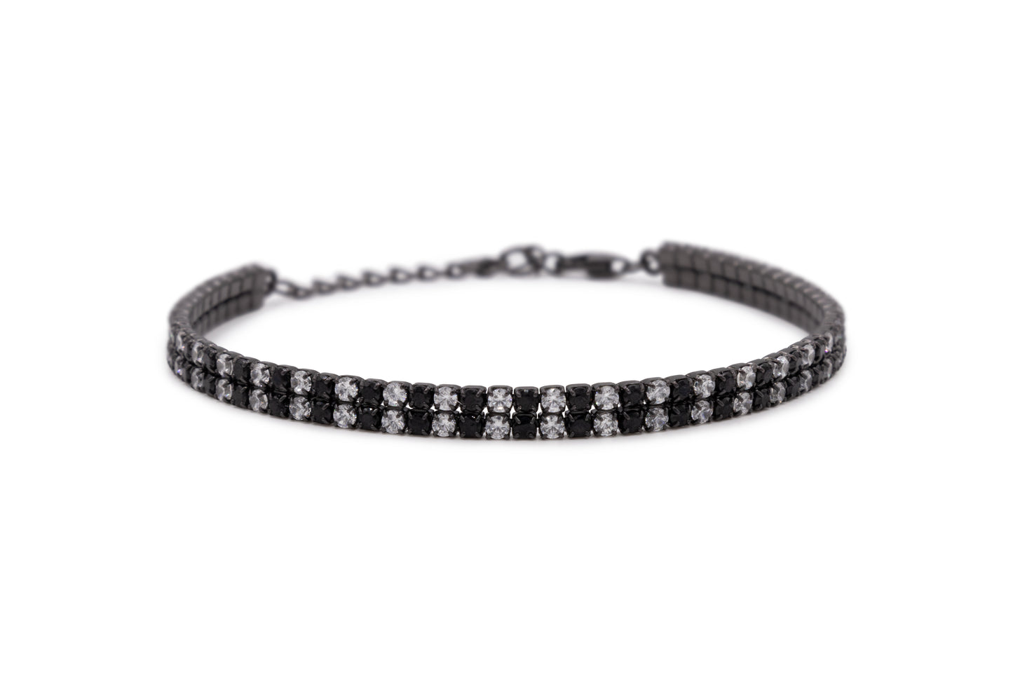 Bracciale Dilvdò Double Tennis Black Black & White