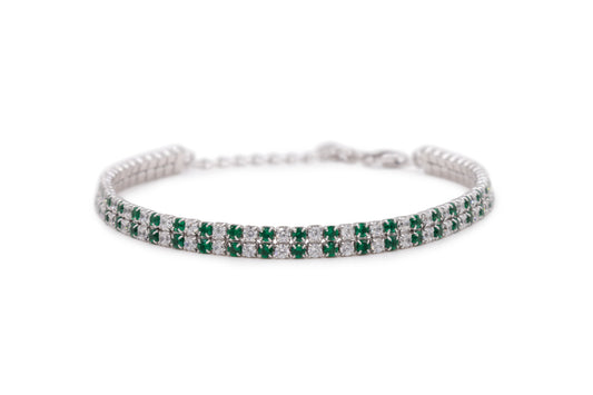 Bracciale Dilvdò Double Tennis Silver White & Green