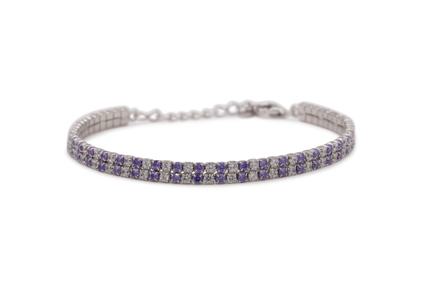 Bracciale Dilvdò Double Tennis Silver White & Lavender