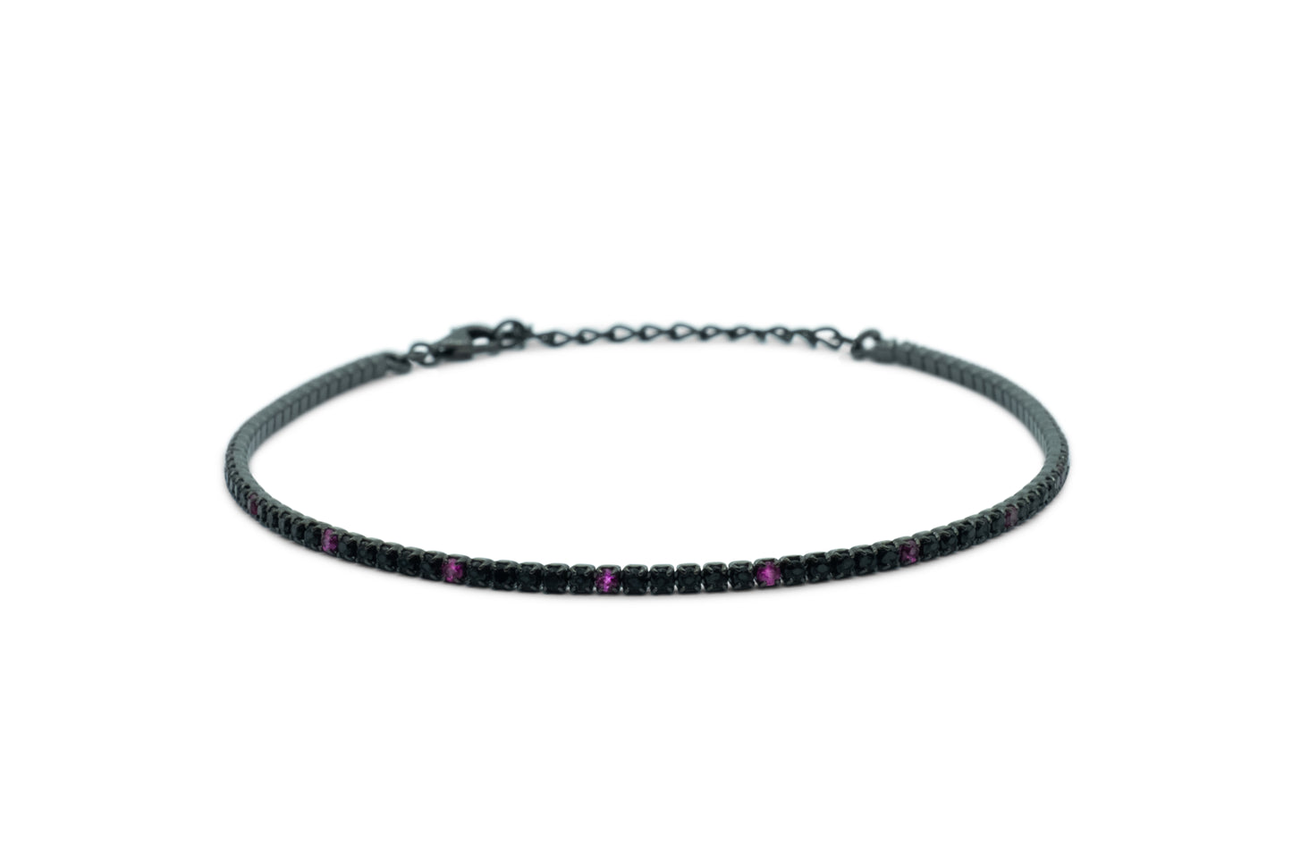 Bracciale Dilvdò Tennis 1.5mm Black Black & Ruby