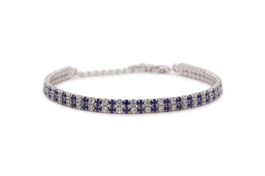 Bracciale Dilvdò Double Tennis Silver White & Blue