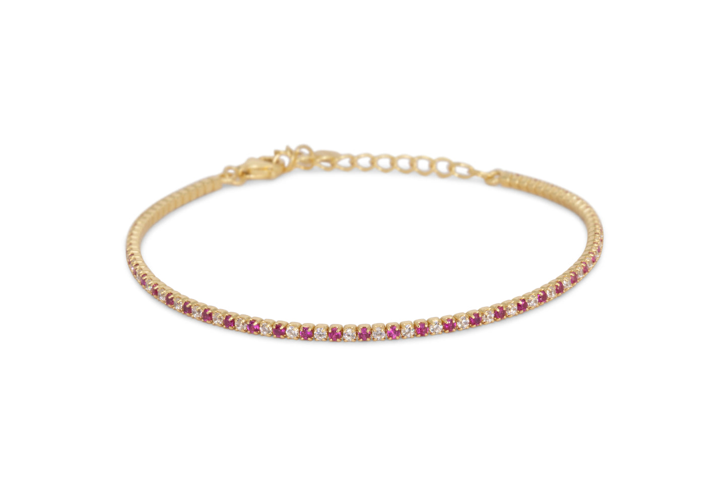 Bracciale Dilvdò Tennis 1.5mm Gold Ruby & White