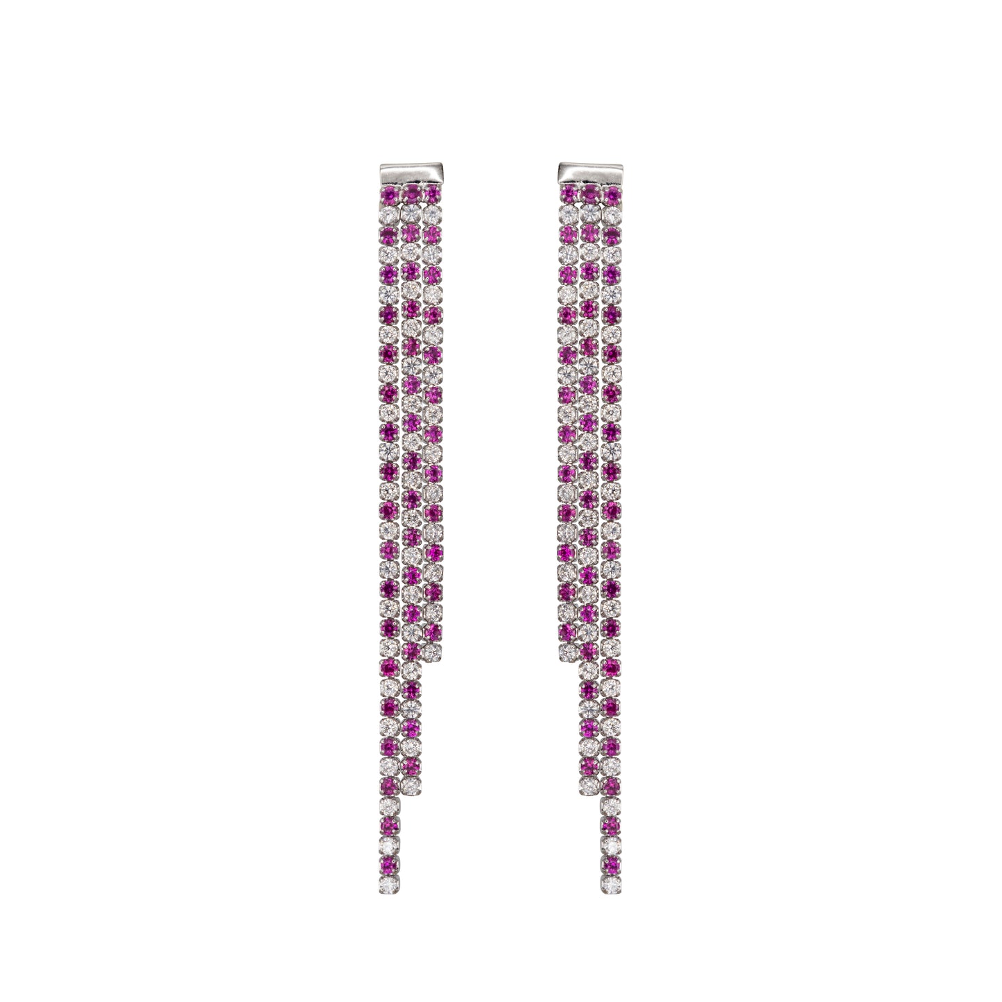 Pendant Earrings Dilvdò Silver White and Ruby