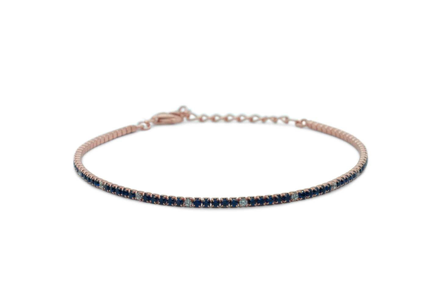 Bracciale Dilvdò Tennis 1.5mm Rosè Blue & White