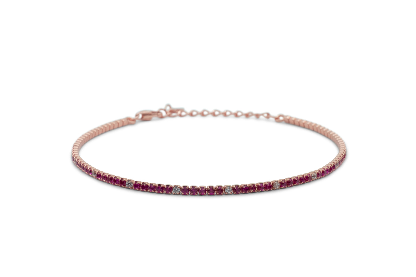 Bracciale Dilvdò Tennis 1.5mm Rosè Ruby & White