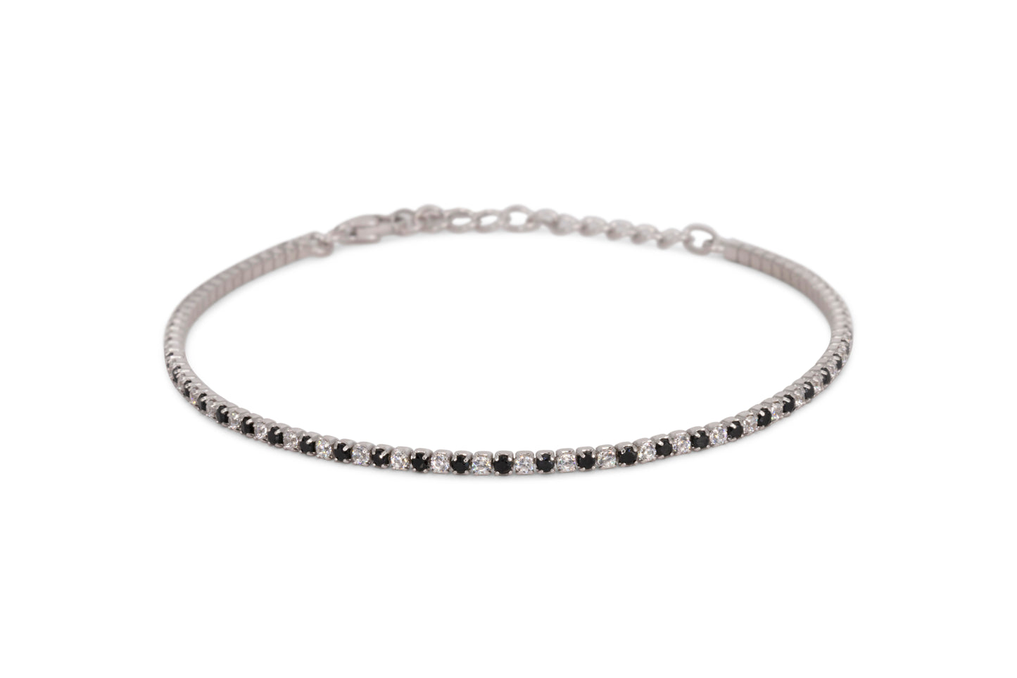 Bracciale Dilvdò Tennis 1.5mm Silver Black & White