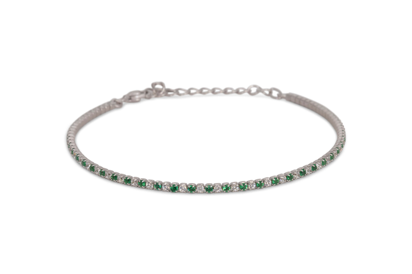 Bracciale Dilvdò Tennis 1.5mm Silver Green & White