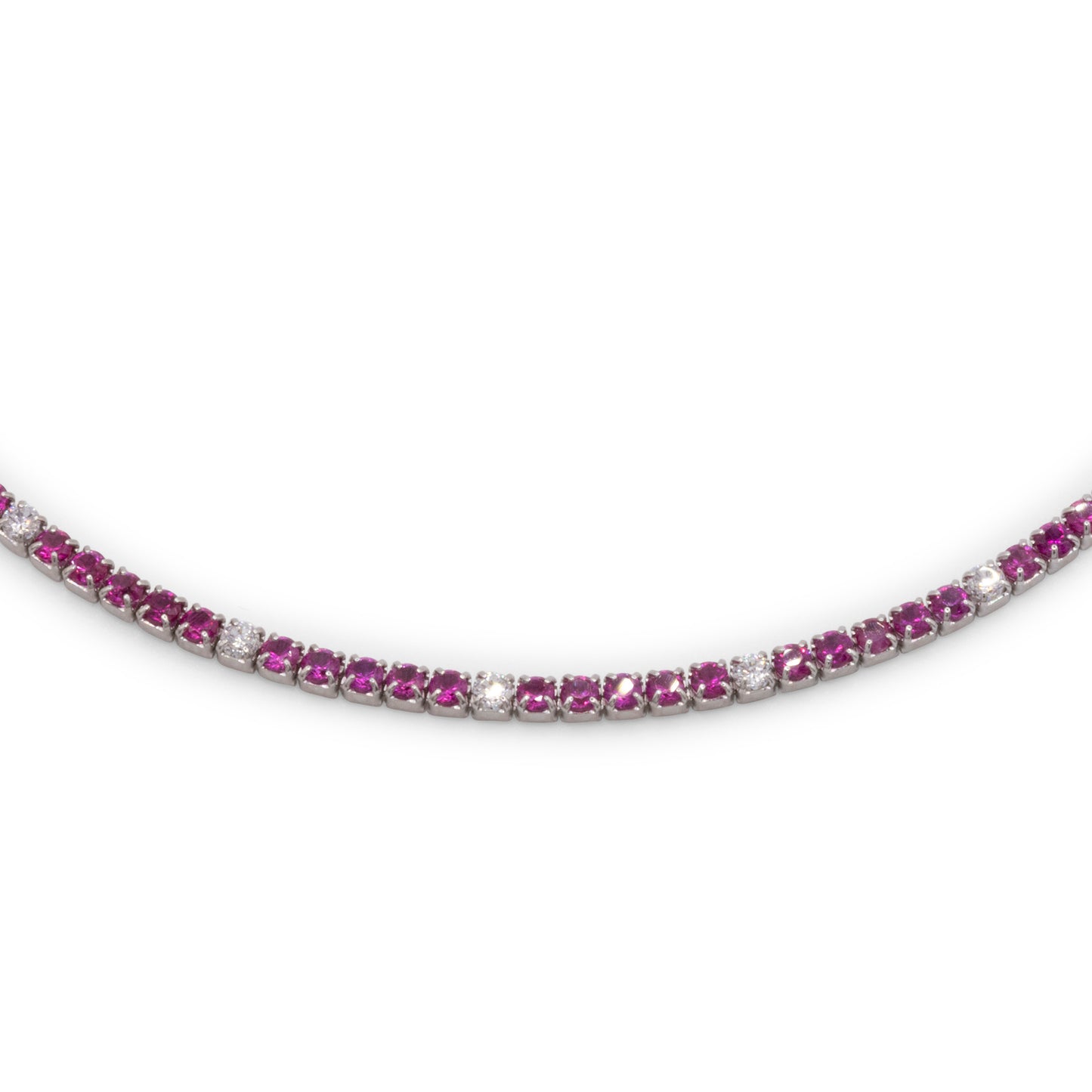 Chocker Dilvdò Tennis Silver Ruby & White