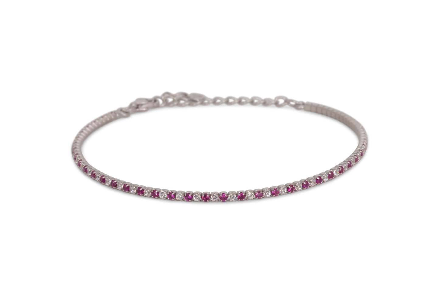 Bracciale Dilvdò Tennis 1.5mm Silver Ruby & White