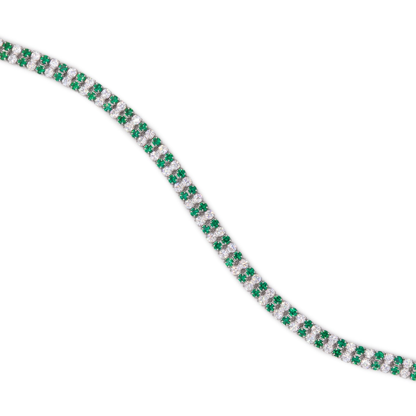 Bracciale Dilvdò Double Tennis Silver White & Green