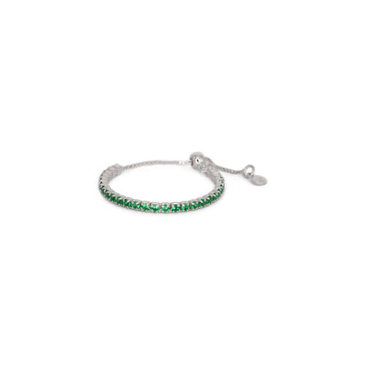 Adjustable Eternity Ring Dilvdò Silver Green