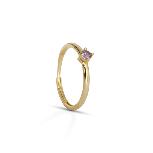 Solitaire Ring Dilvdò Gold Lavender