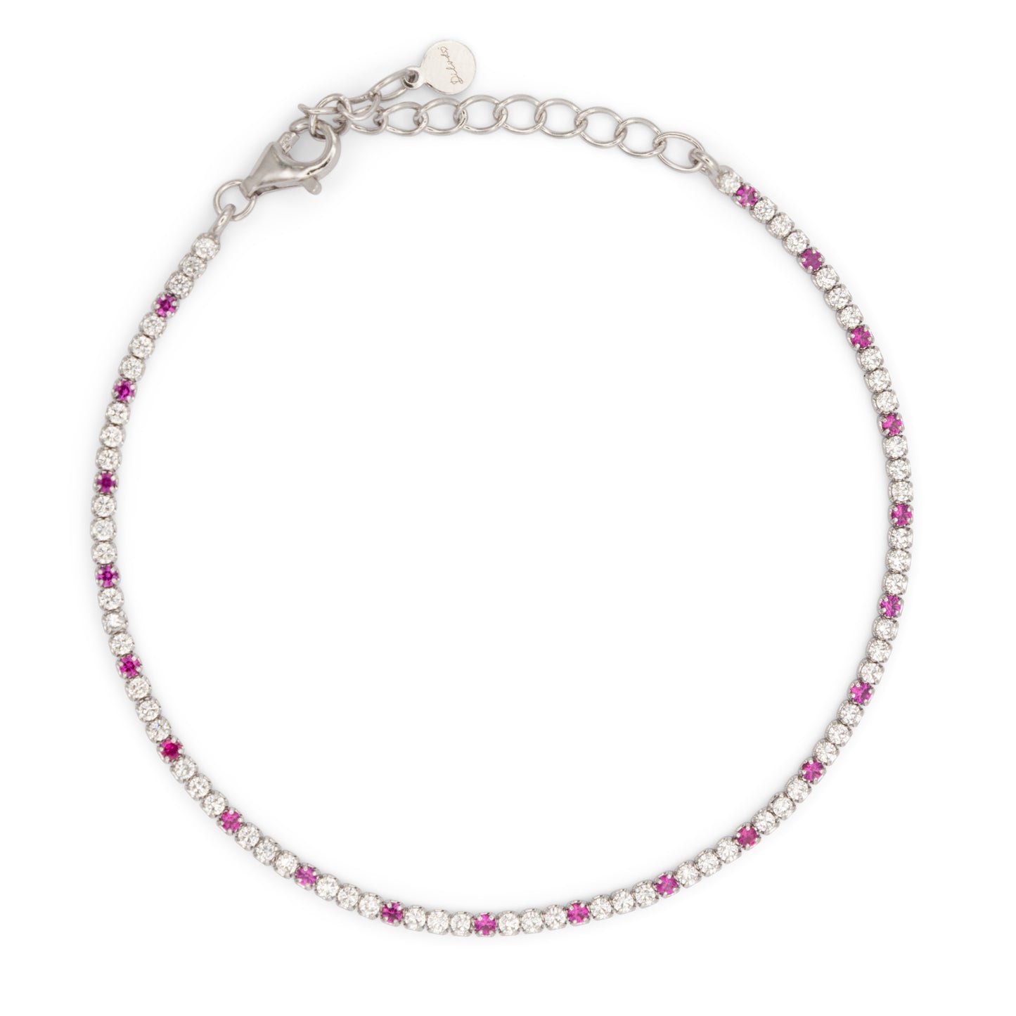 Bracciale Dilvdò Tennis 1.5mm Silver White & Ruby
