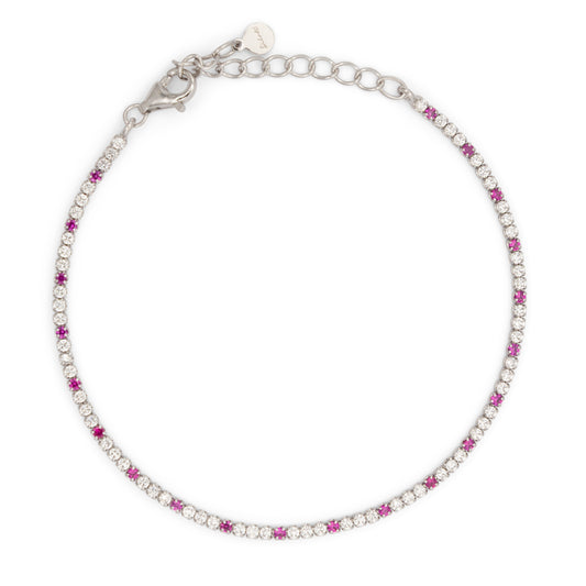 Bracciale Dilvdò Tennis 1.5mm Silver White & Ruby
