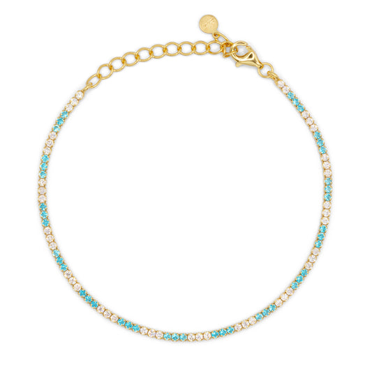 Bracciale Dilvdò Tennis 1.5mm Gold Turquoise & White