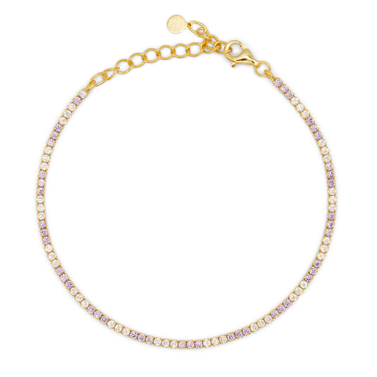 Bracciale Dilvdò Tennis 1.5mm Gold Lavender & White