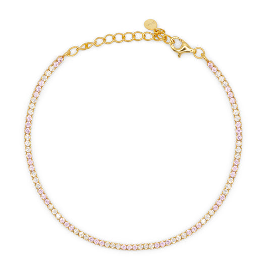 Bracciale Dilvdò Tennis 1.5mm Gold Pink & White