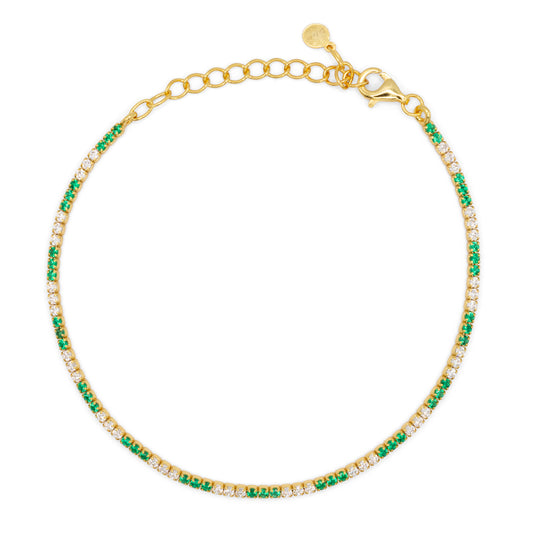 Bracciale Dilvdò Tennis 1.5mm Gold Green & White