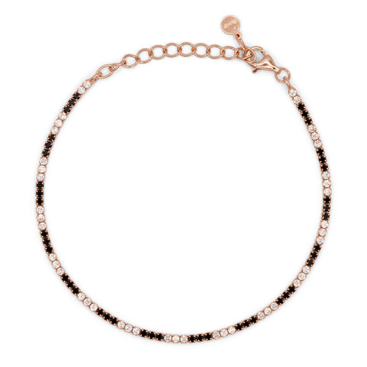 Bracciale Dilvdò Tennis 1.5mm Rosè Black & White