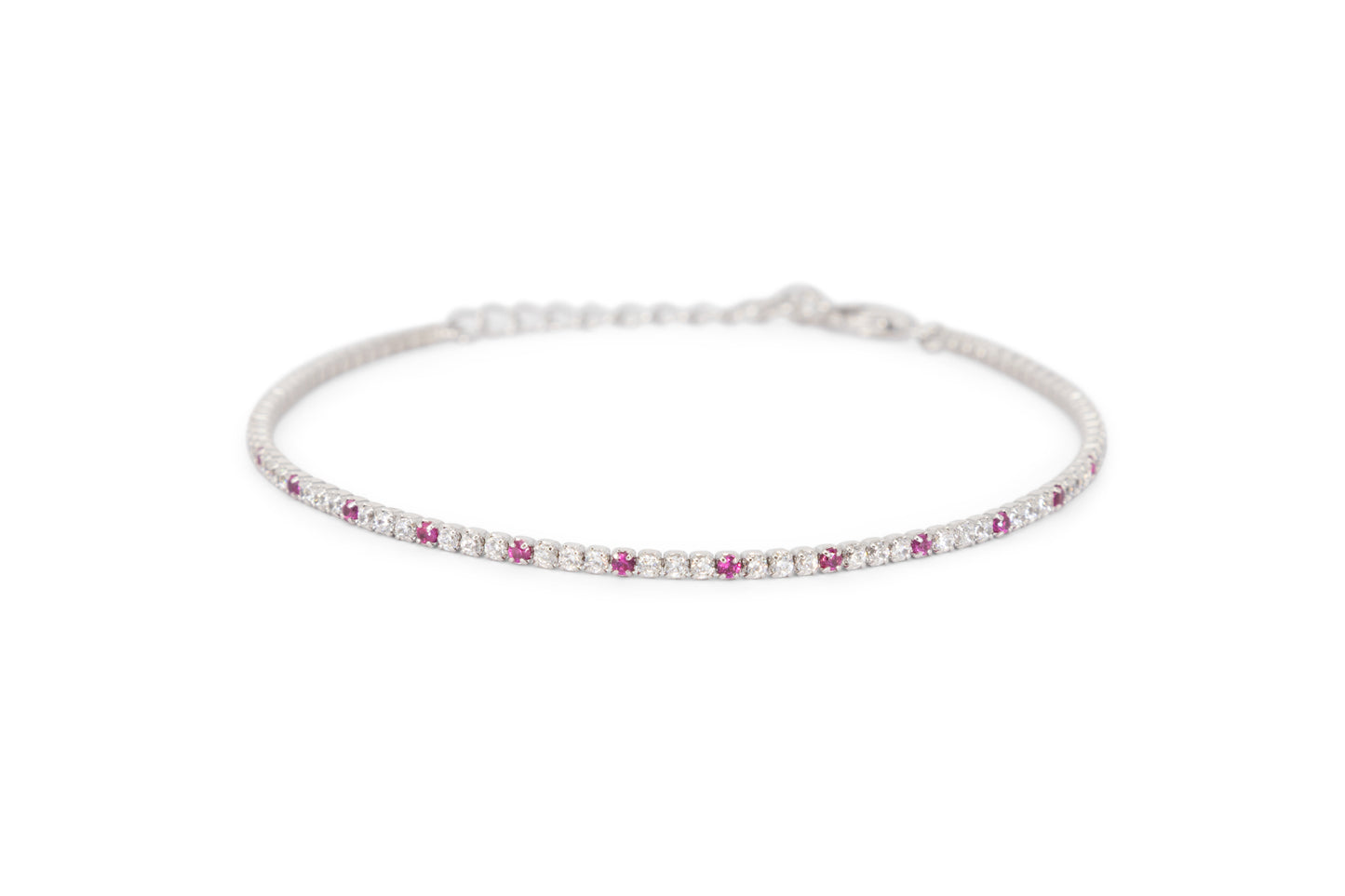 Bracciale Dilvdò Tennis 1.5mm Silver White & Ruby