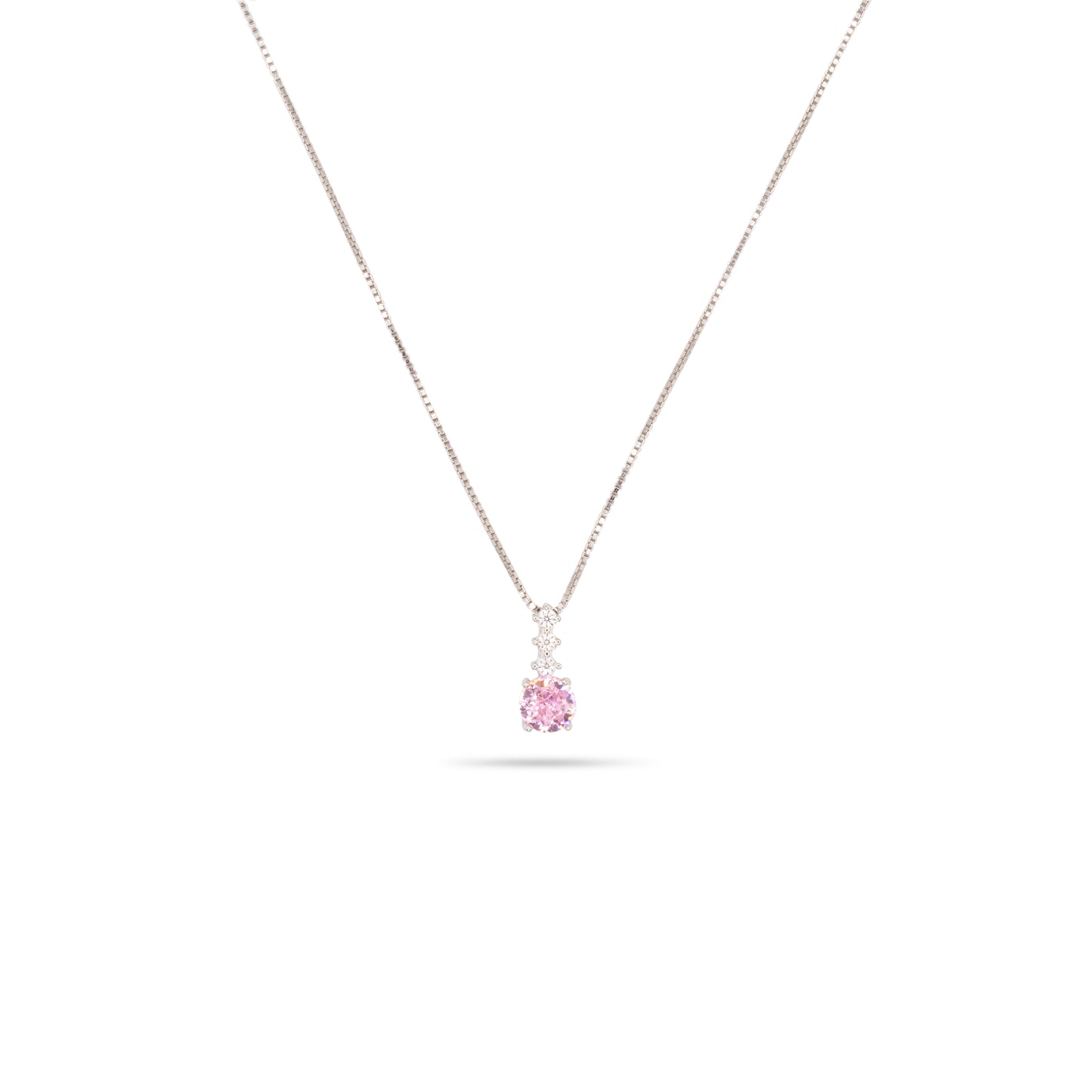 Pendant Necklace Dilvdò Point Light Silver Pink