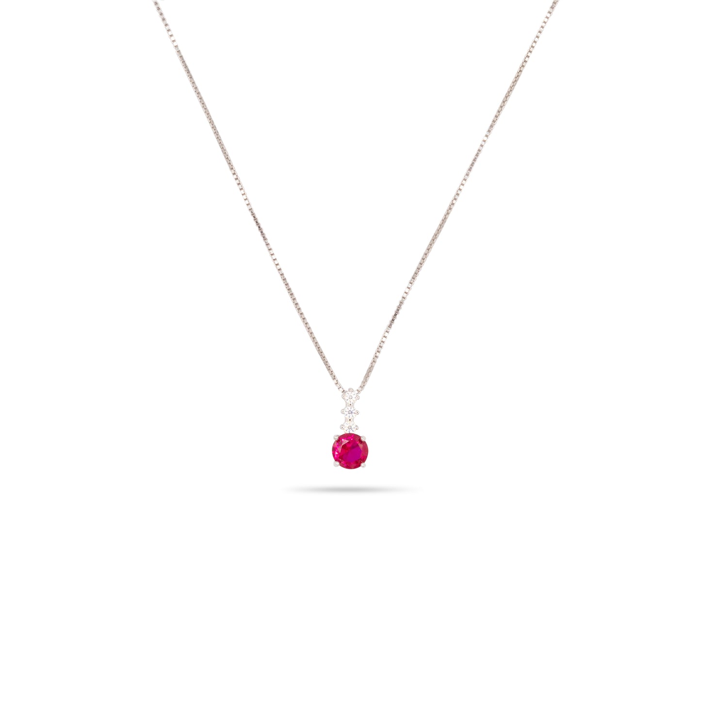 Pendant Necklace Dilvdò Point Light Silver Ruby