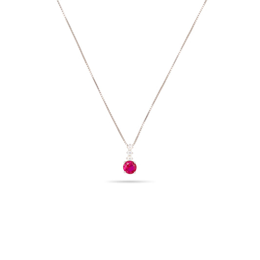 Pendant Necklace Dilvdò Point Light Silver Ruby