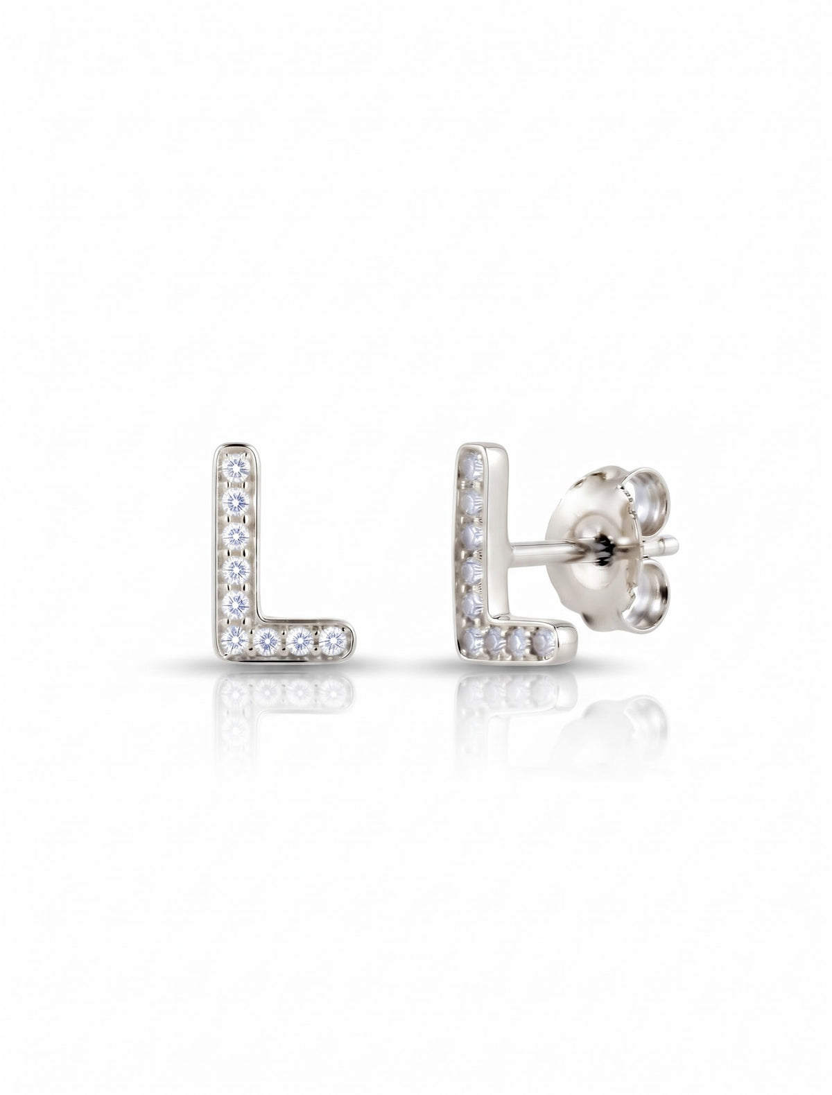 Initial Letters Earrings Dilvdò Silver White