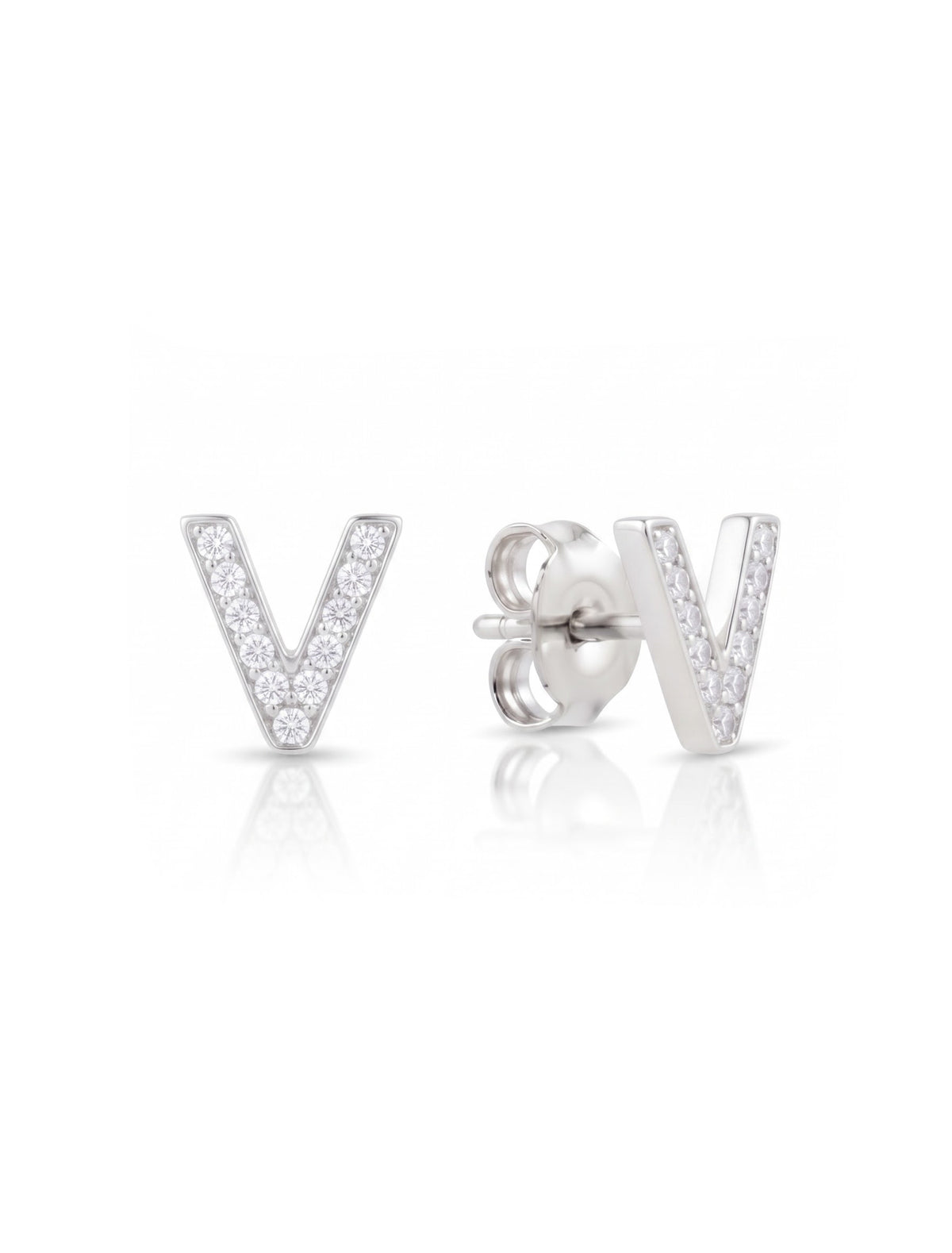 Initial Letters Earrings Dilvdò Silver White