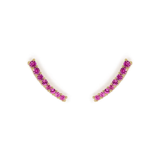 Light Curve Earrings Dilvdò Gold Fuxia