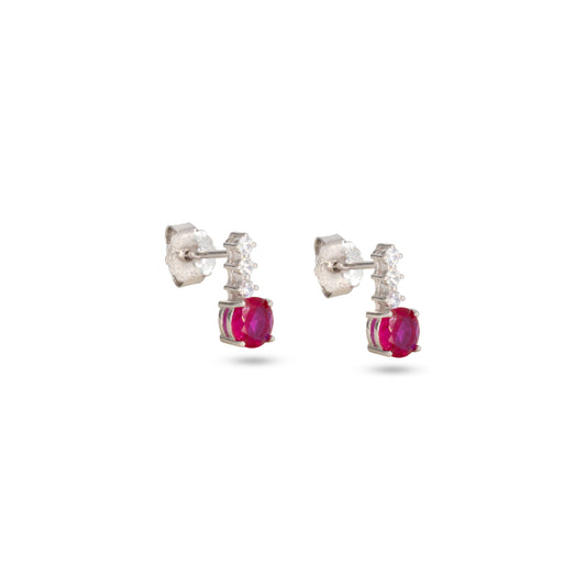 Drop Stud Earrings Dilvdò Silver Ruby