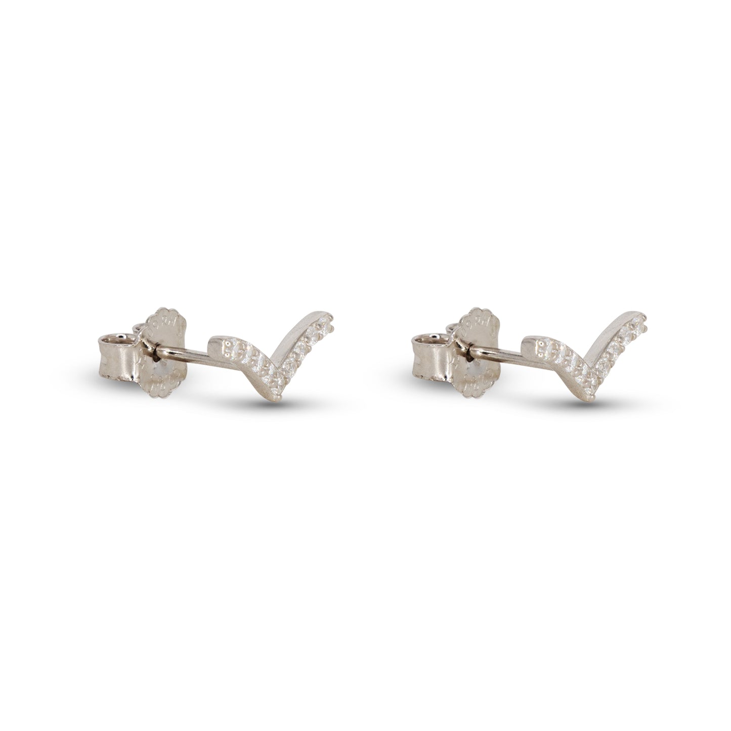 V Earrings Dilvdò Silver White