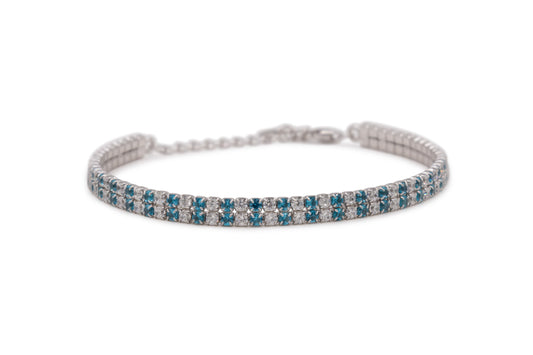 Bracciale Dilvdò Double Tennis Silver White and Light Blue