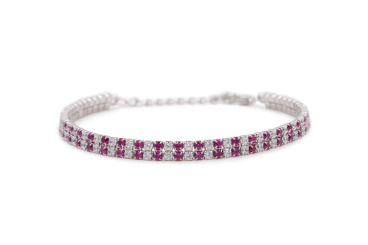 Bracciale Dilvdò Double Tennis Silver White and Ruby