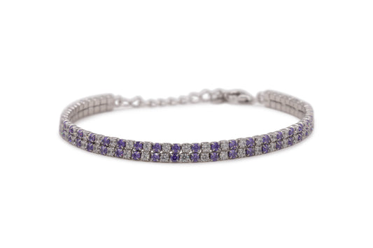 Bracciale Dilvdò Double Tennis Silver White and Lilac